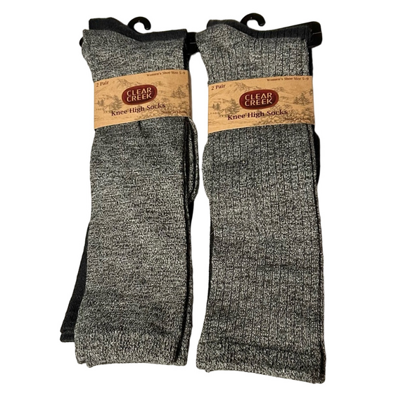 Clear Creek Accessories - Clear Creek Woman’s Gray Knee High 4 Pairs Size 5-9